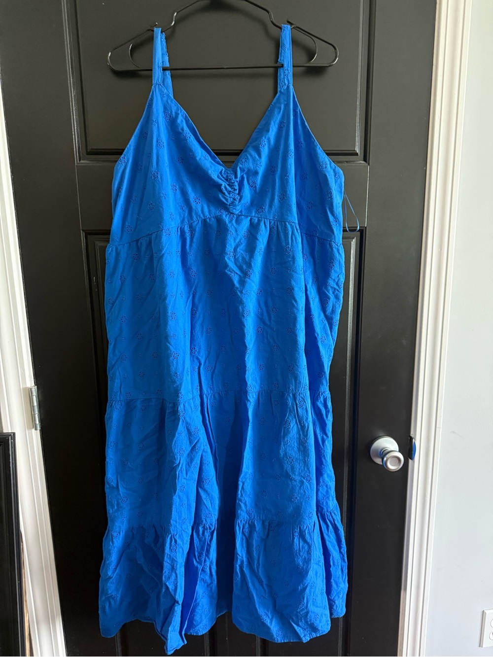 Bright Blue Sleeveless Eyelet Midi Dress from Ophelia Roe